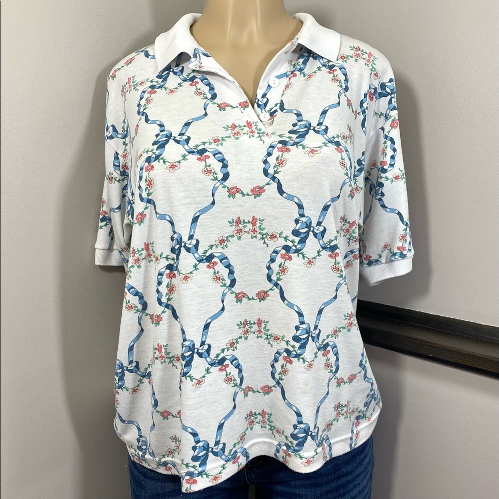 JASON MAXWELL Vintage Polo Tee Large Cottagecore Country Goose 90’s Princess